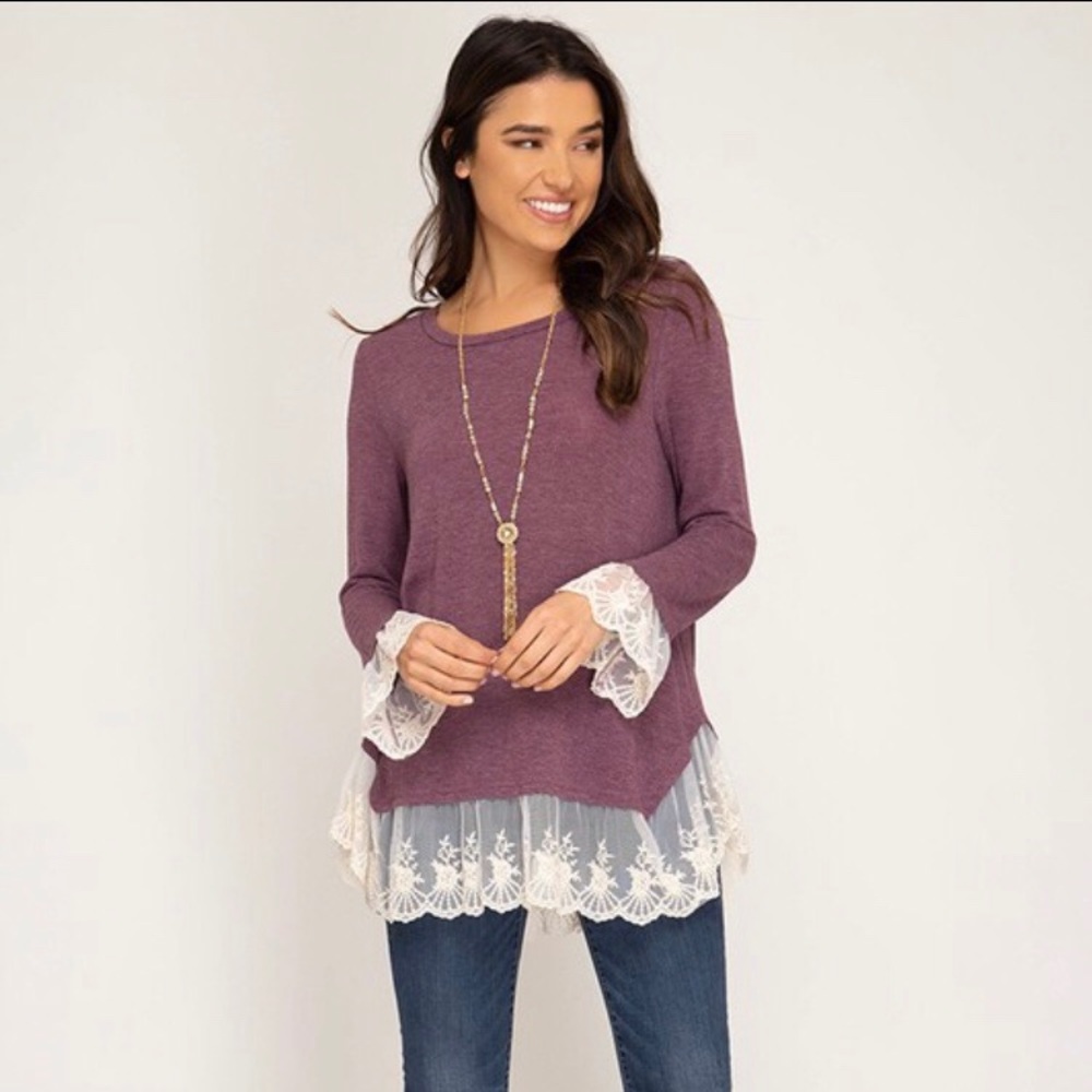 Mauve Lace Trim Tunic